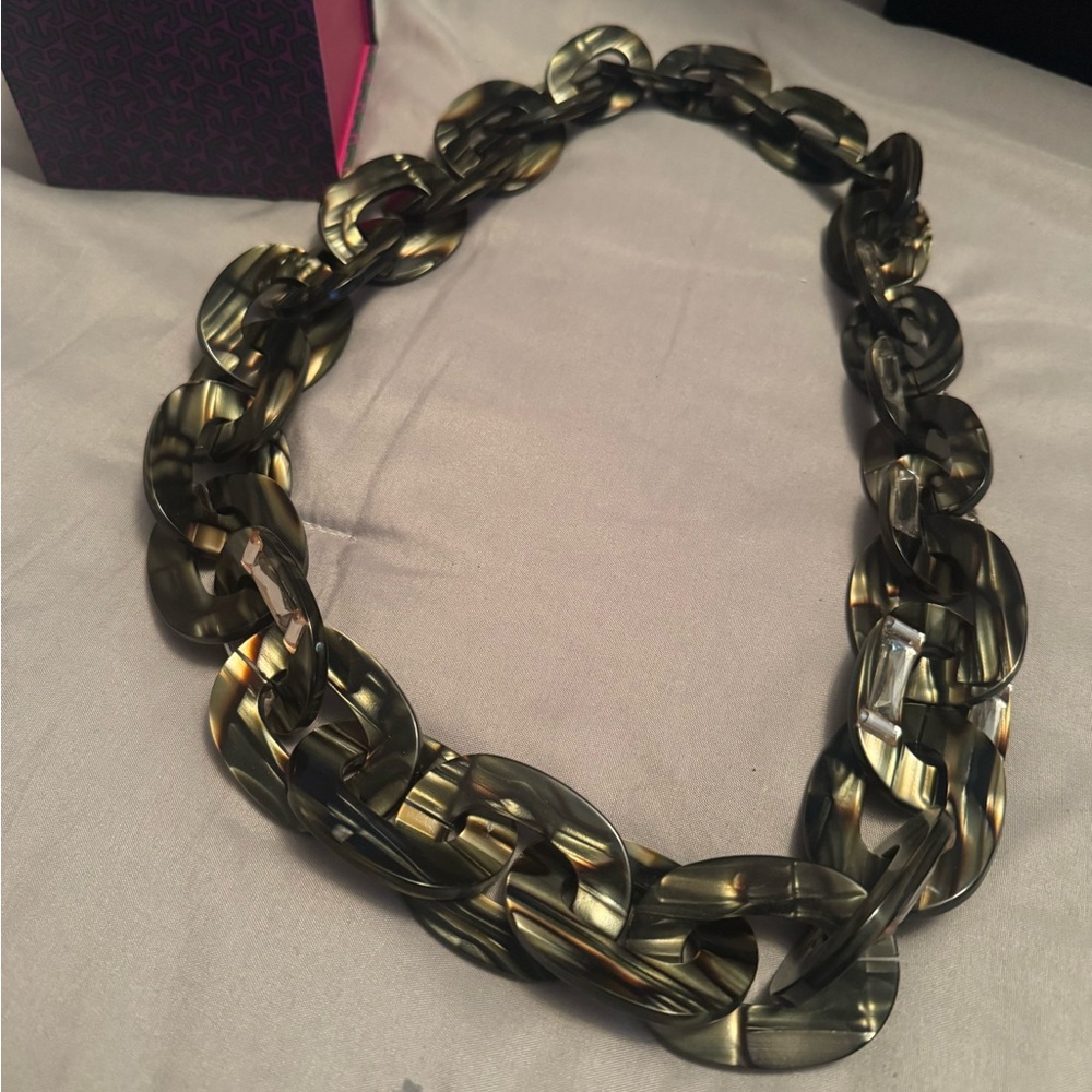 Tory Burch Black and Gold Chunky Chain Necklace